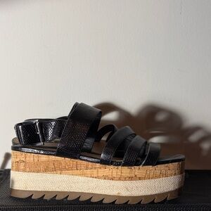 Zara Black Platform Sandals with Cork Sole